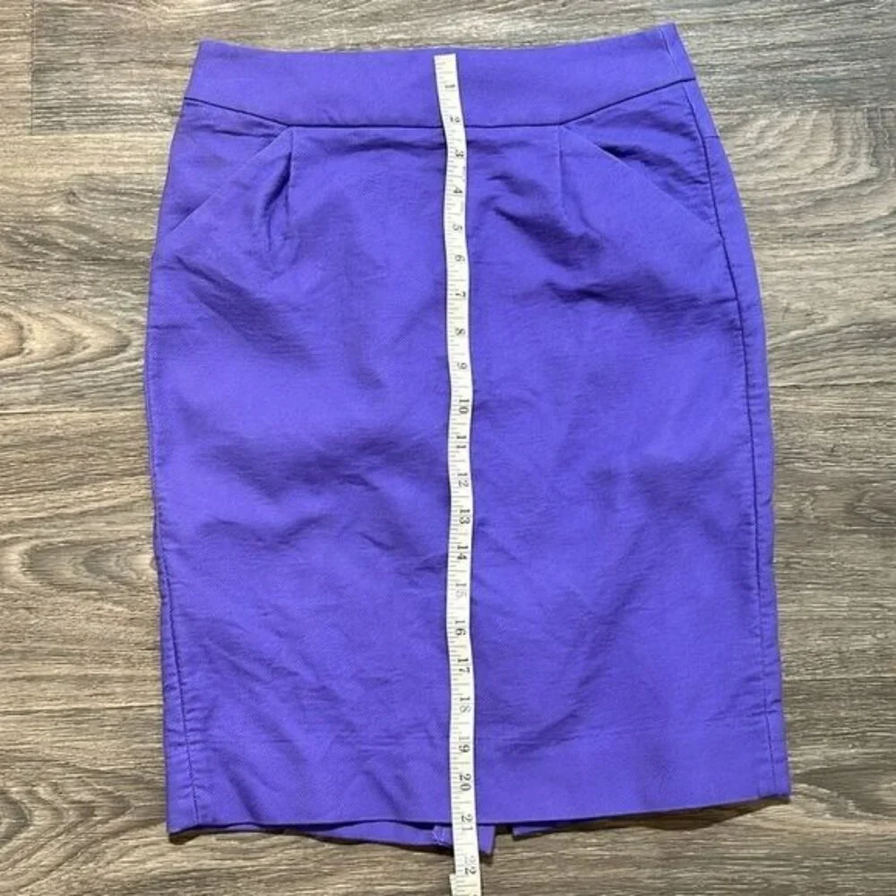 J. Crew Pencil Skirt 0 Lilac Lavender Light Purple Cotton Twill Spring Twee